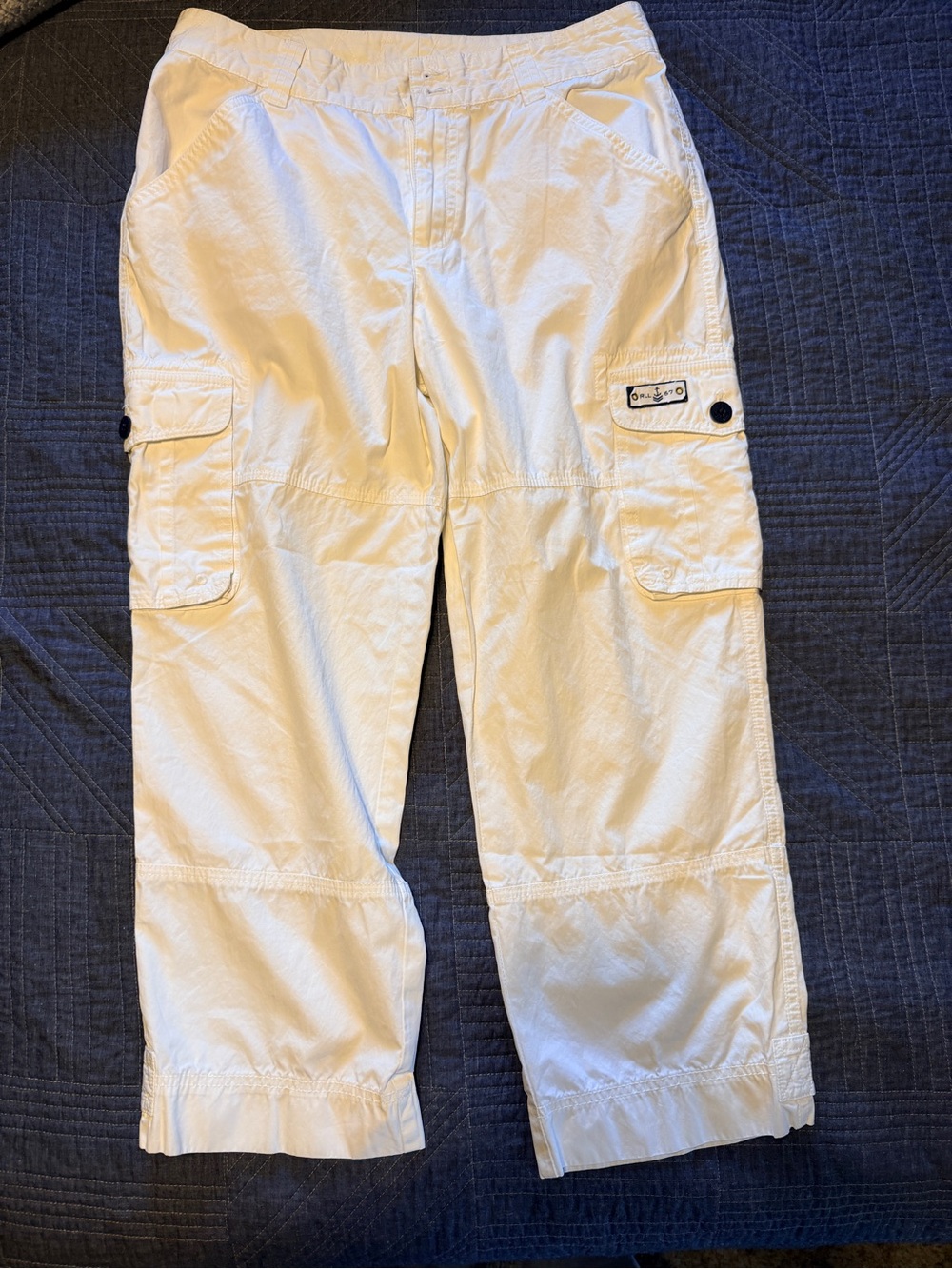 Lauren Ralph Lauren White Cargo Capris with Side Flap Pockets